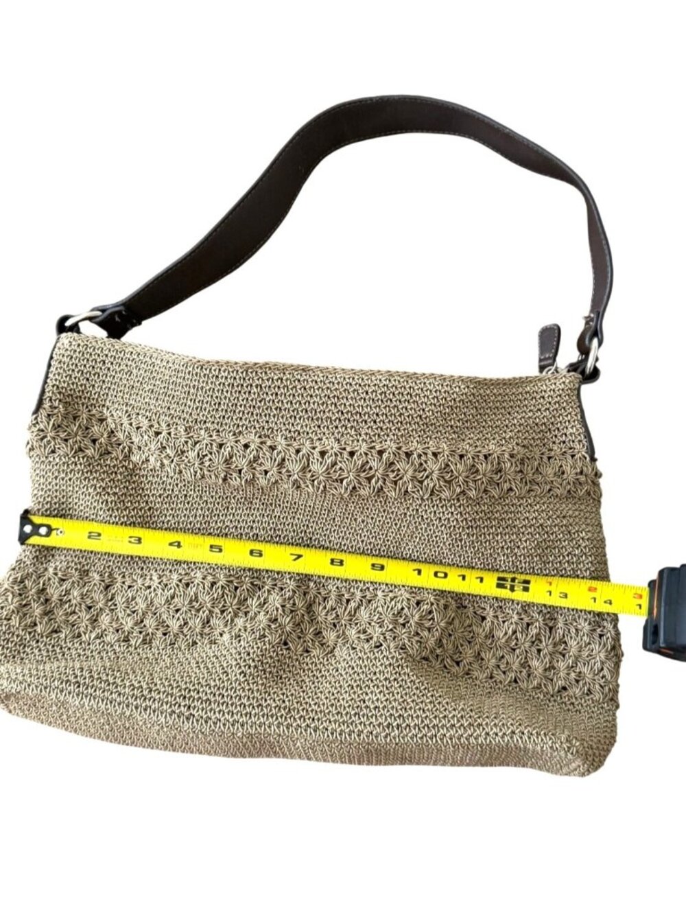 Vintage Boho Crochet Shoulder Bag & Matching Change Pouch Beach Vibe - Picture 5 of 9